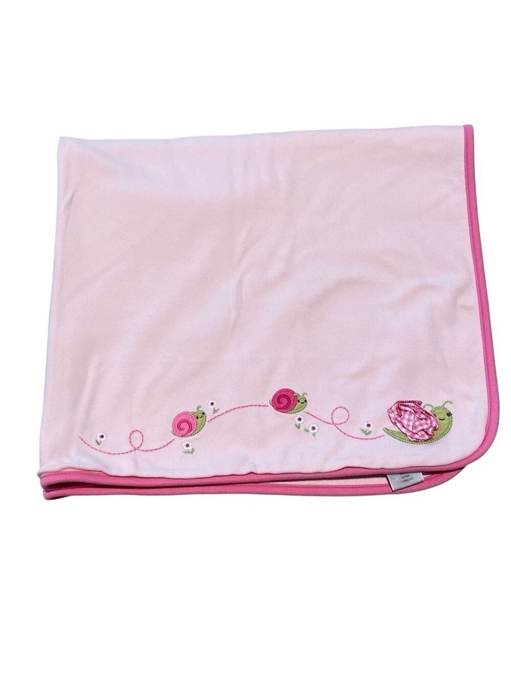 Gymboree 2011 Pink Snail Plaid Newborn Baby Cotton Blanket Security Lovey